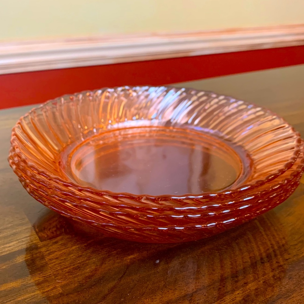 Pink Glass 8.5 in Salad Plates - 4 set